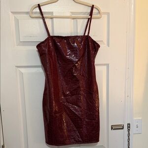 NWT Urban Outfitters Snakeskin Burgundy Dress